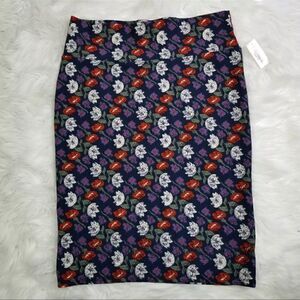 Lularoe Womens Size XL Navy Blue Floral Print Cassie Pencil Skirt New
